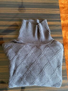 Tasso Elba Men's Gray Ribbed Turtleneck Cable Sweater